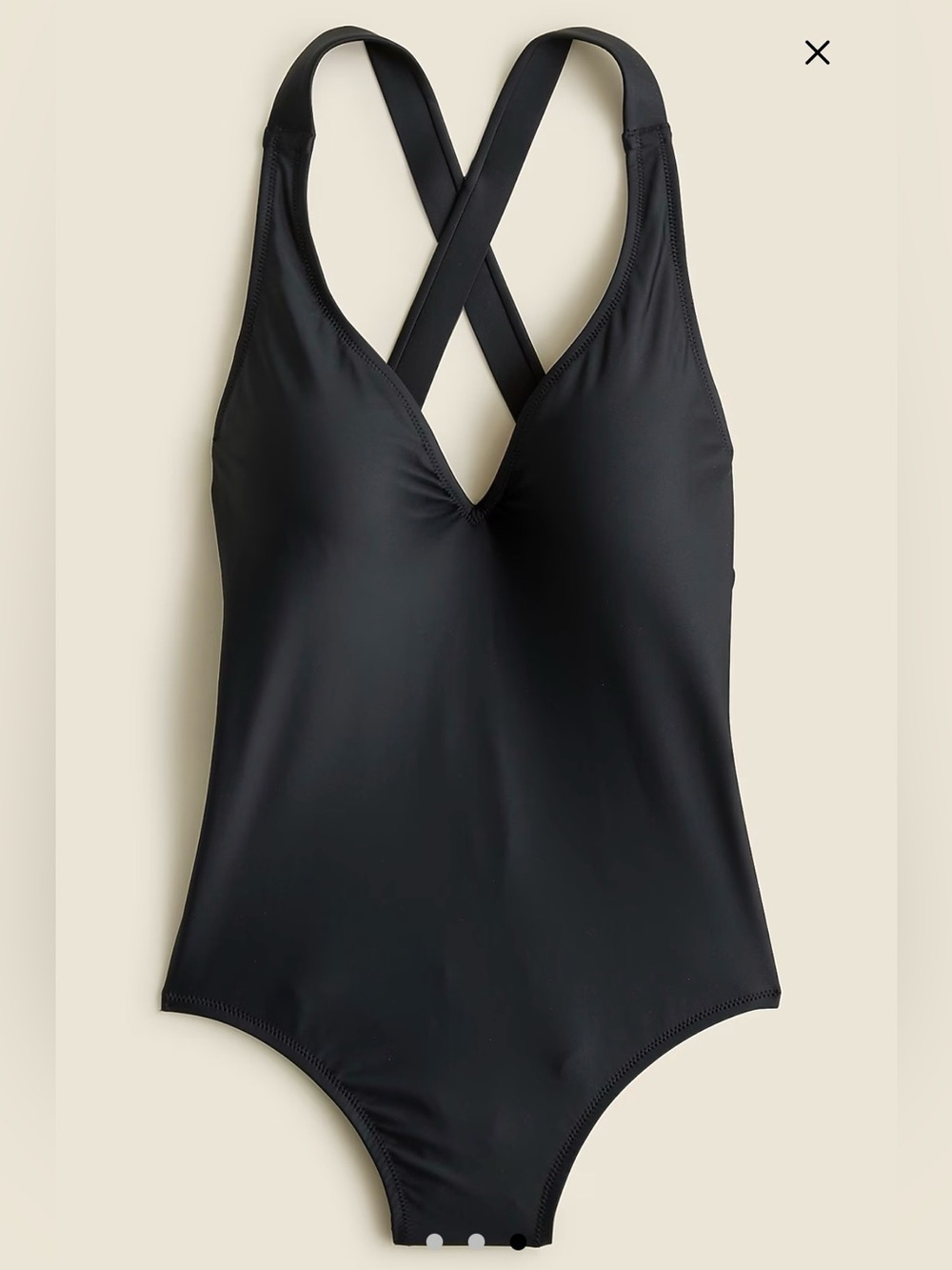 J. Crew Women’s Black V-Neck One-Piece Swimsuit with Crisscross Back